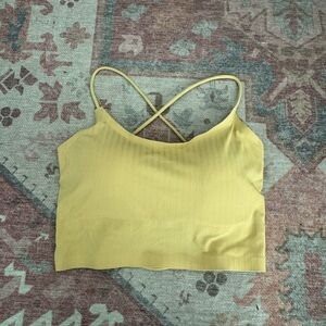 Yellow Ribbed Crop Top
